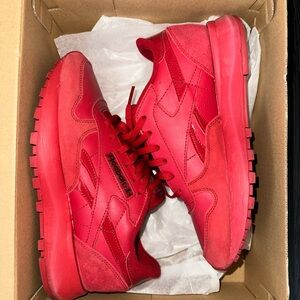 Reebok Red Leather & Suede Sneakers